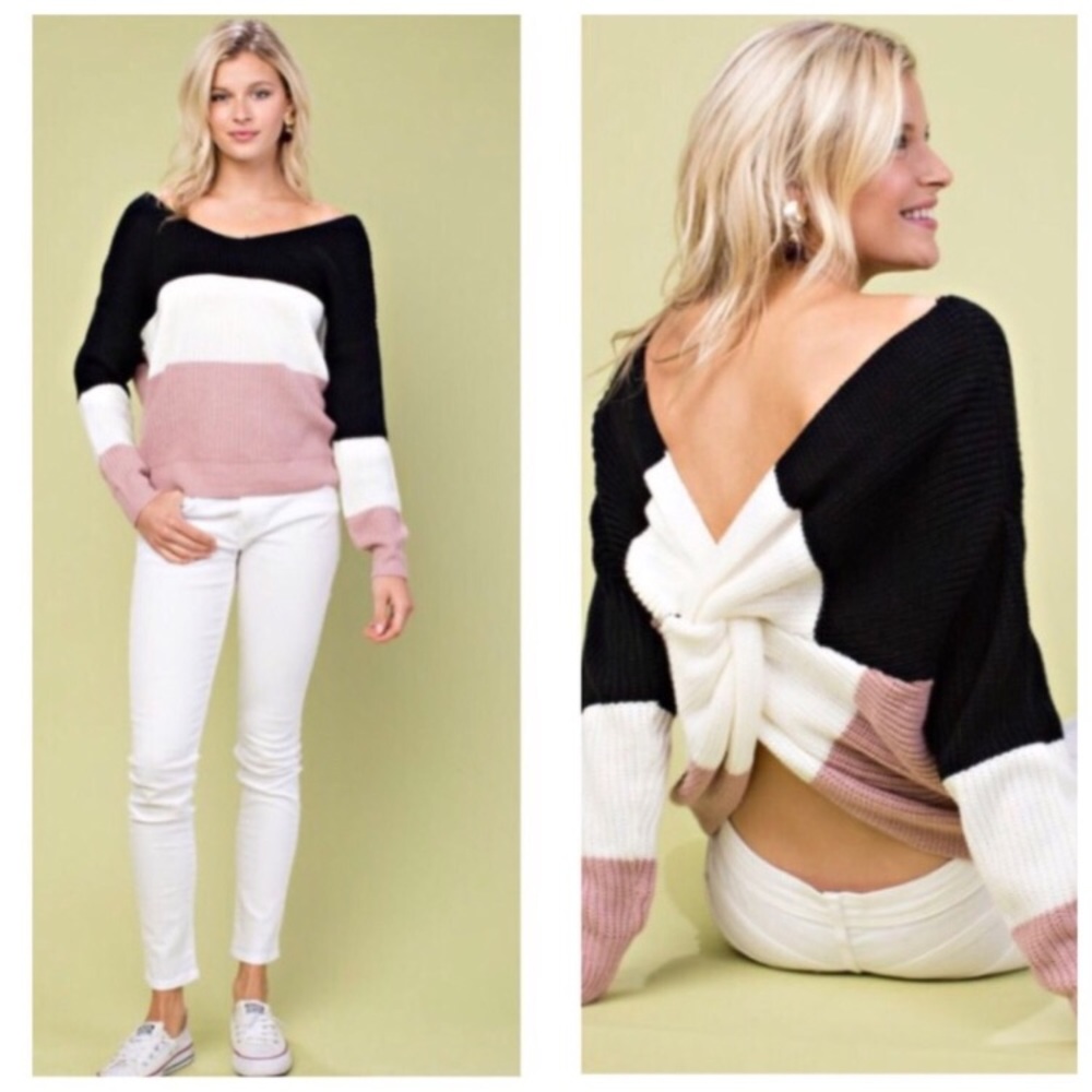 Mauve & Black Colorblock Sweater - Picture 3 of 4